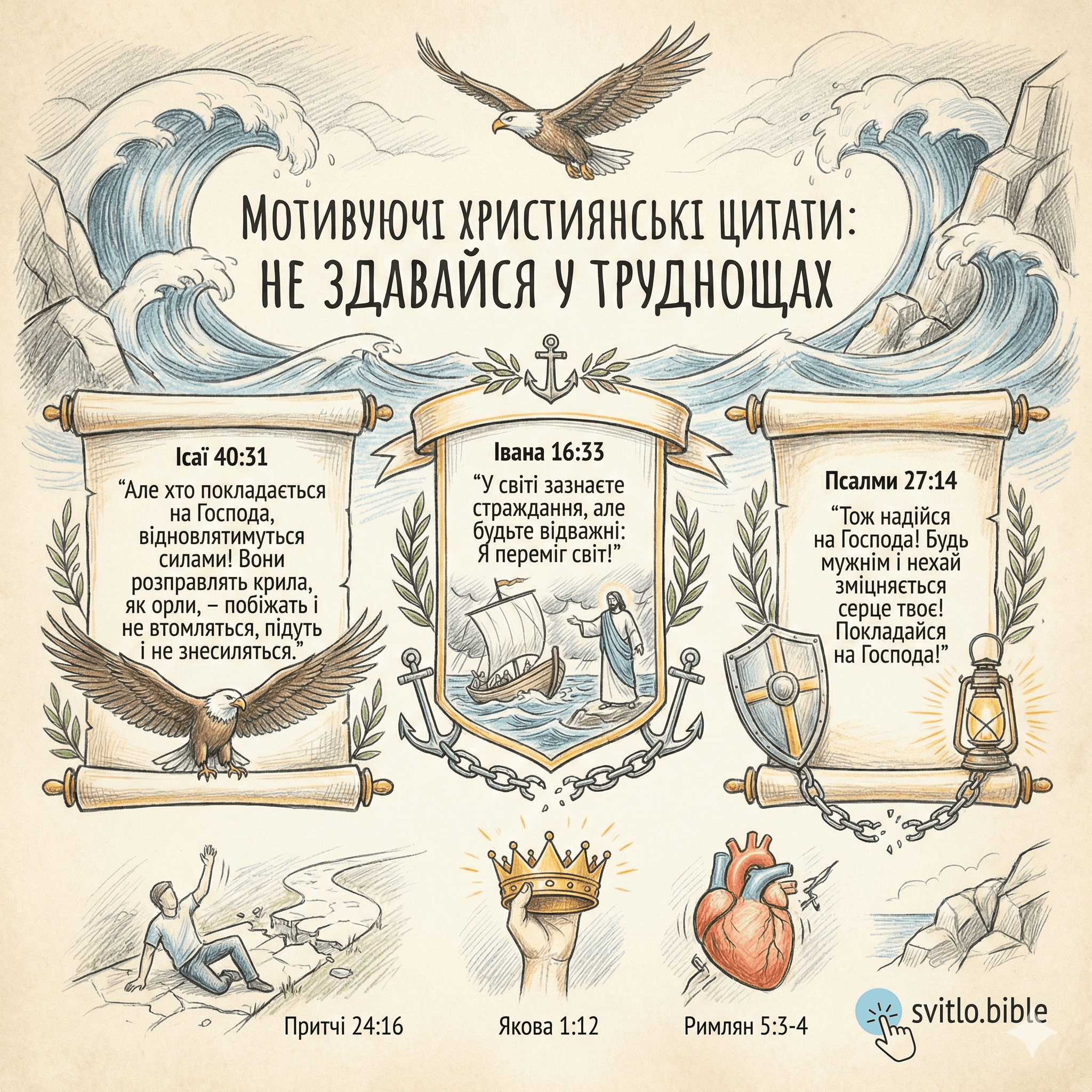 мотивуючі християнські цитати не здаватися у труднощах