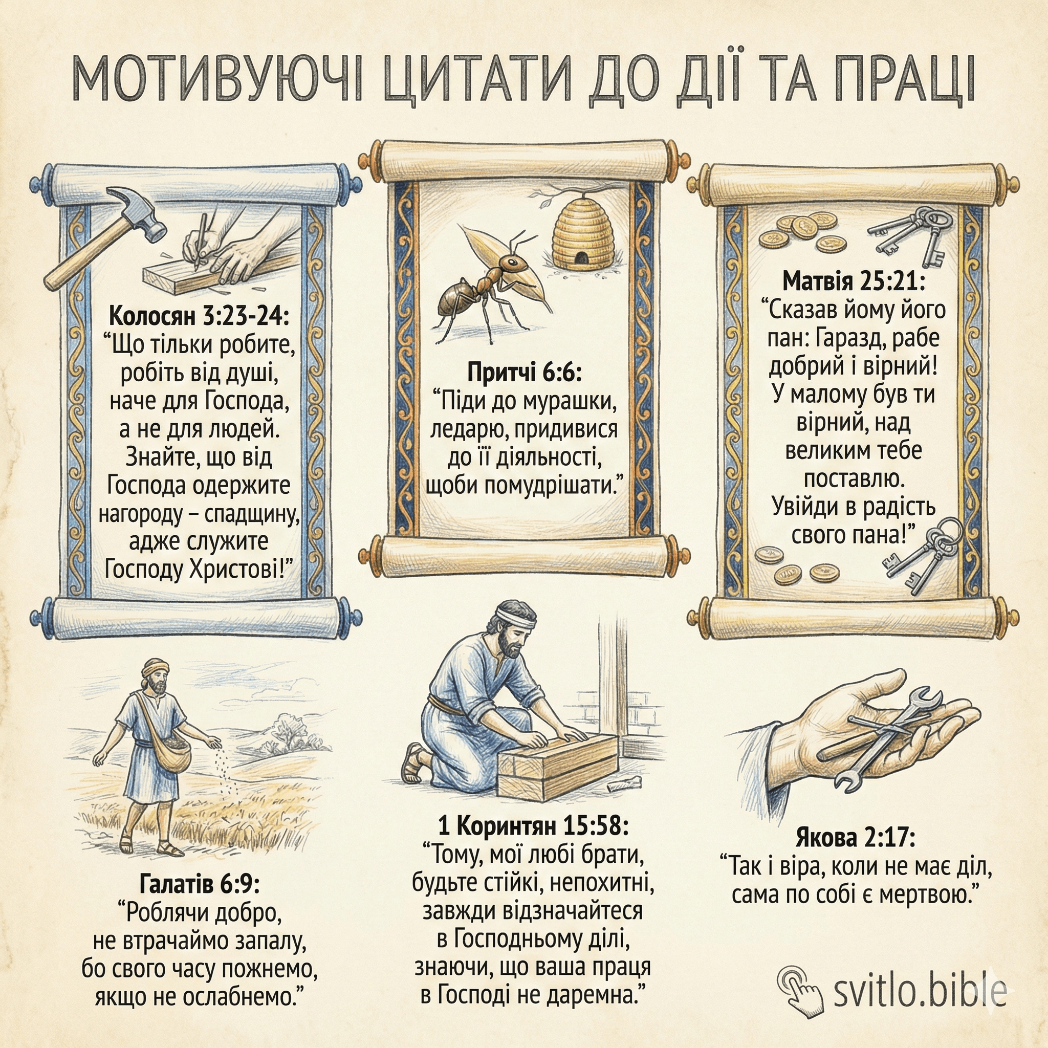 мотивуючі цитати з Біблії до дії, праці та відповідальності
