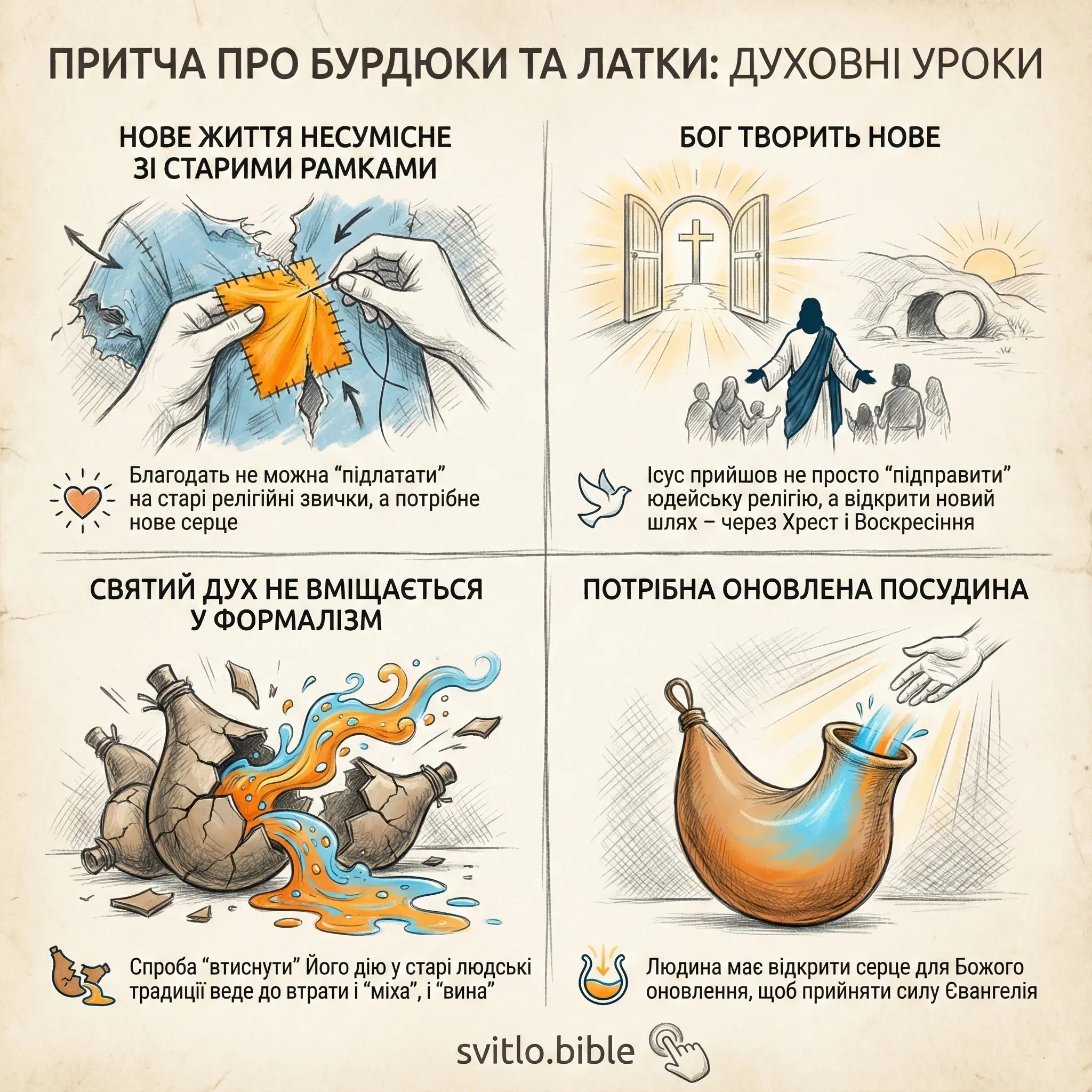 чому навчає притча про бурдюки та латки